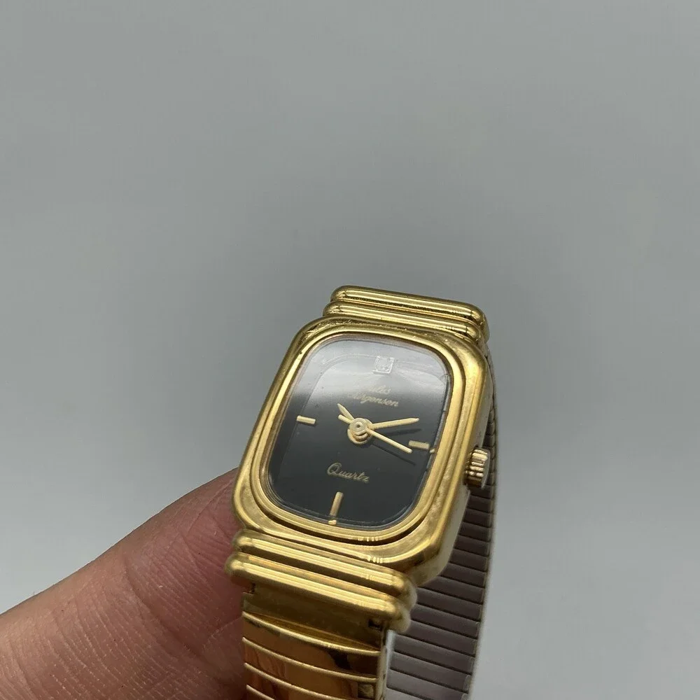 Jules Jurgensen Womens Watch 17mm Black Gold Tone Expansion Band New Battery